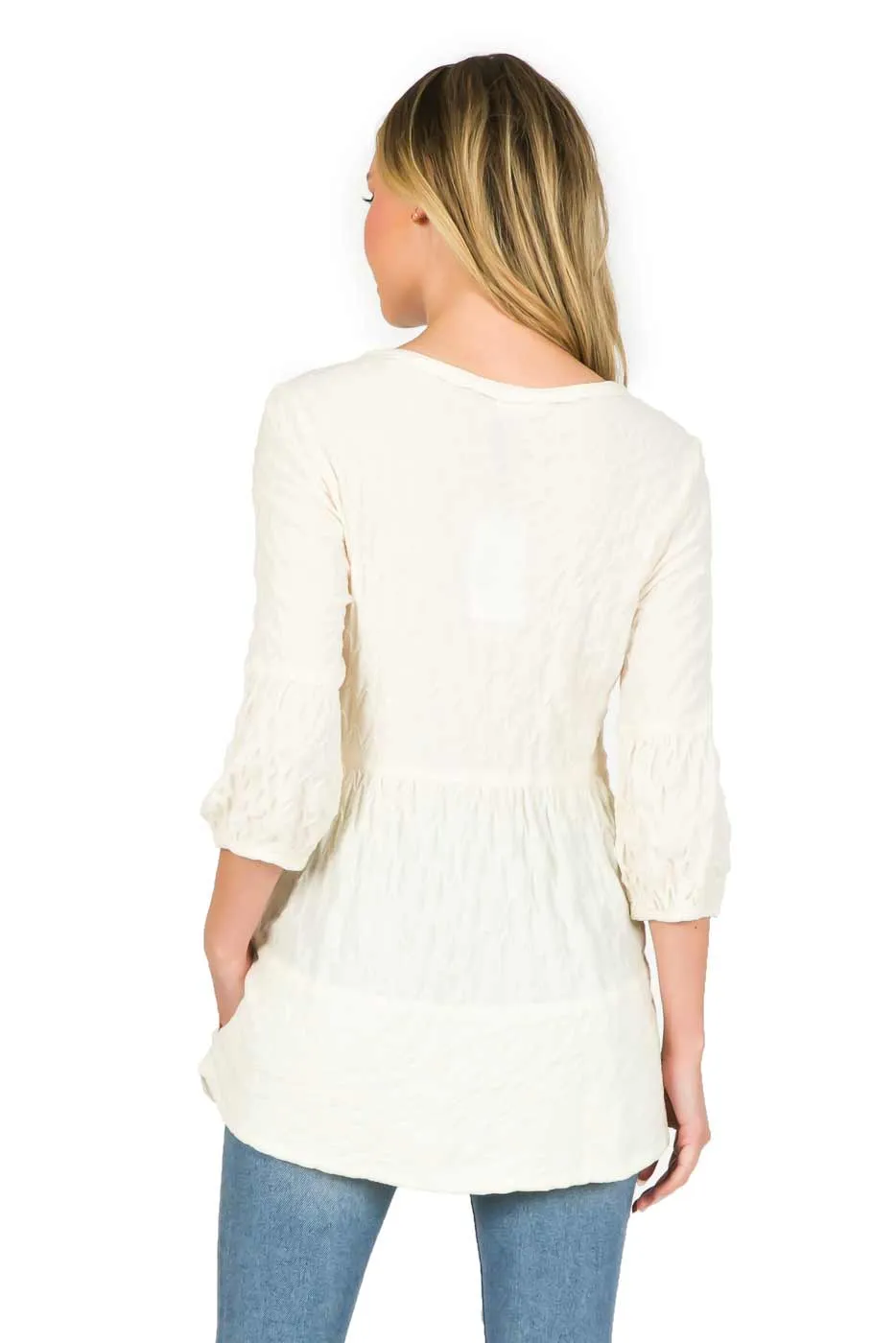 Tianello "Honey" Knit Jacquard "Shelby" Blouse
