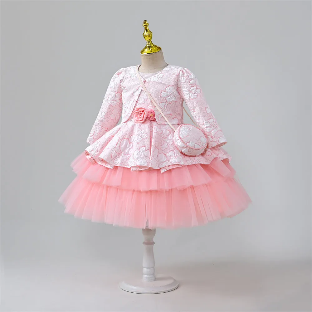 WA0161 2 to 7 Years Yoliyolei Layers Winter Dresses Jacket Coats Clothes for Toddler Baby Girls Kids Clothing 2 3 4 5 6 7 Years with Small Bag