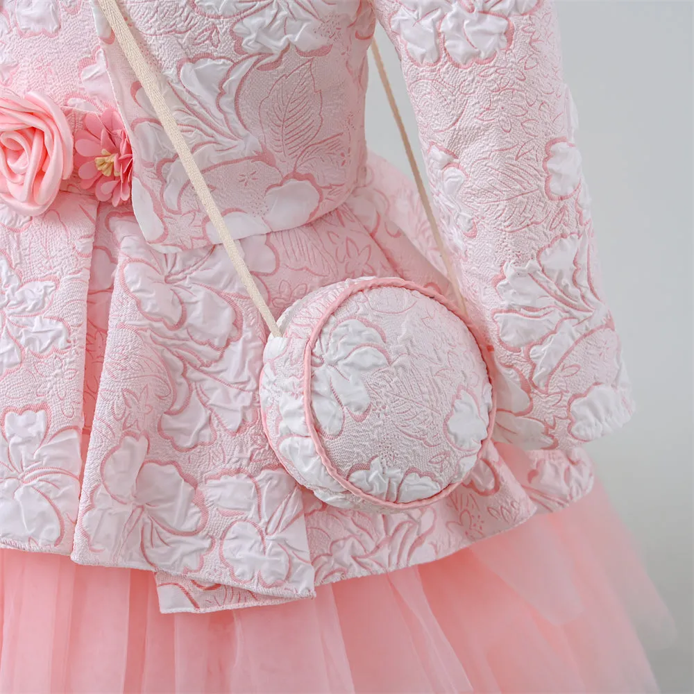 WA0161 2 to 7 Years Yoliyolei Layers Winter Dresses Jacket Coats Clothes for Toddler Baby Girls Kids Clothing 2 3 4 5 6 7 Years with Small Bag